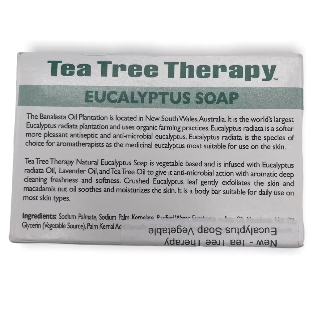4-Pack Tea Tree Therapy Eucalyptus Soap 3.5 oz Vegetable Base Bar Exfoliating - Picture 4 of 4